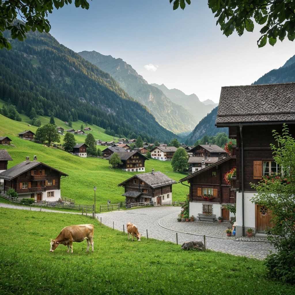 Historische alpine Landschaft
